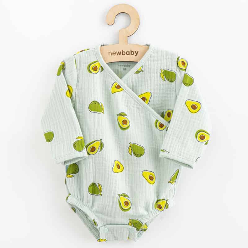 Kojenecké mušelínové body s bočním zavazováním New Baby Avocado