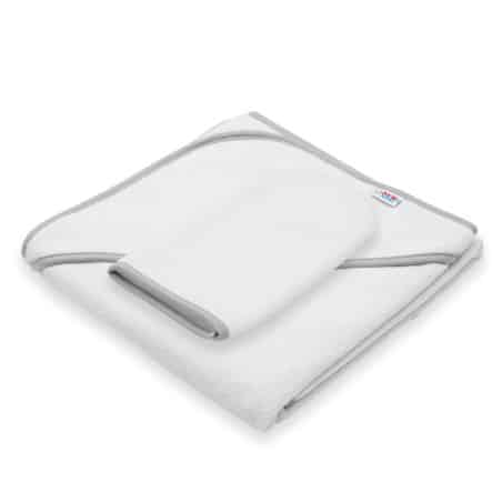 Dětská froté osuška s kapucí New Baby BASIC 80x80 bílo-šedá