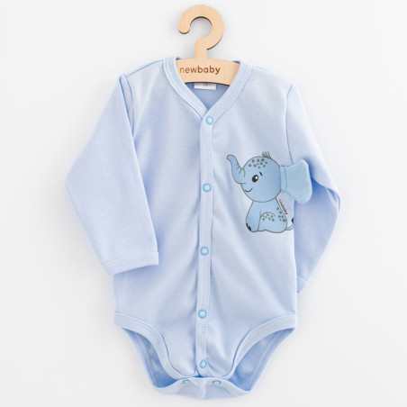Kojenecké celorozepínací body s dlohým rukávem New Baby Happy Elephant blue