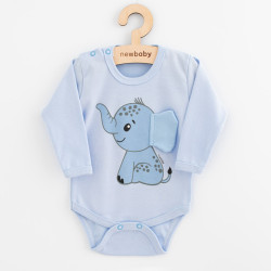 Kojenecké body s dlohým rukávem New Baby Happy Elephant blue