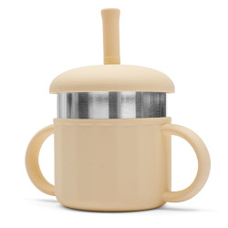 Dětský silikonový hrneček 2v1 New Baby béžový