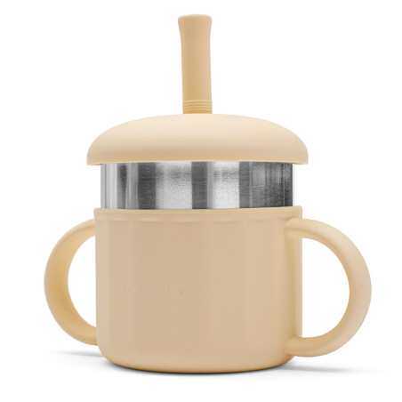 Dětský silikonový hrneček 2v1 New Baby béžový