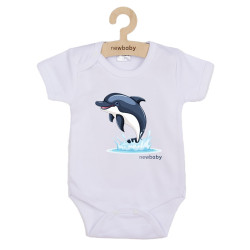 Dětské body s potiskem New Baby Dolphin- krátký rukáv