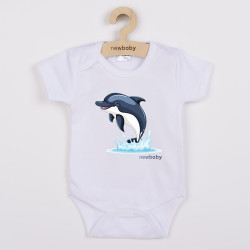 Dětské body s potiskem New Baby Dolphin- krátký rukáv
