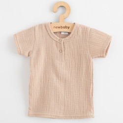 Kojenecká mušelínová souprava tričko a kalhoty New Baby beige