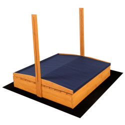 Dětské dřevěné uzavíratelné pískoviště s lavičkami a stříškou Baby Mix 120x120 cm modré