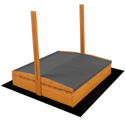 Dětské dřevěné uzavíratelné pískoviště s lavičkami a stříškou Baby Mix 120x120 cm šedé