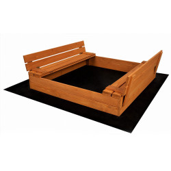 Dětské dřevěné uzavíratelné pískoviště s lavičkami a stříškou Baby Mix 120x120 cm šedé