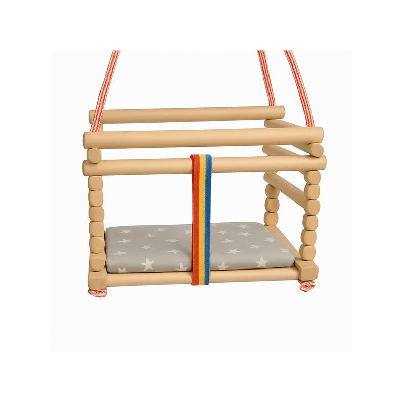 Dětská houpačka buková Baby Mix přírodní + polštářek