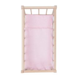 Dřevěná postýlka-kolébka pro panenky s povlečením Baby Mix