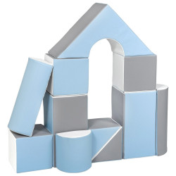 Pěnové kostky-obří stavebnice 11 ks white-baby blue-grey
