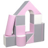Pěnové kostky-obří stavebnice 11 ks white-light pink-grey