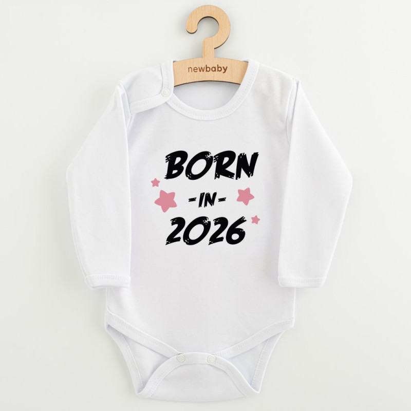 Dětské body s potiskem New Baby BORN IN 2026 pink