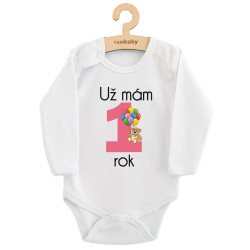 Body s potiskem New Baby Už mám 1 rok růžové