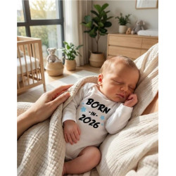 Dětské body s potiskem New Baby BORN IN 2026 blue