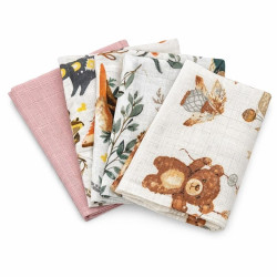 Bavlněné pleny s potiskem NEW BABY 60x80 cm STANDARD GIRL 5 ks