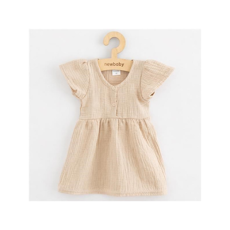 Kojenecké mušelínové šaty New Baby beige