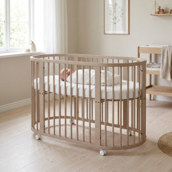 Dětská rostoucí postýlka 3v1 oválná + matrace New Baby kašmírová