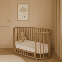 Dětská rostoucí postýlka 3v1 oválná + matrace New Baby ořechová