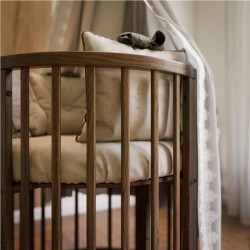 Dětská rostoucí postýlka 3v1 oválná + matrace New Baby ořechová