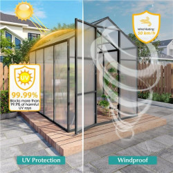 Zahradní skleník 183 × 244 cm polykarbonát, hliníkový rám