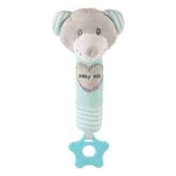 Dětská pískací plyšová hračka s kousátkem Baby Mix medvěd mátový