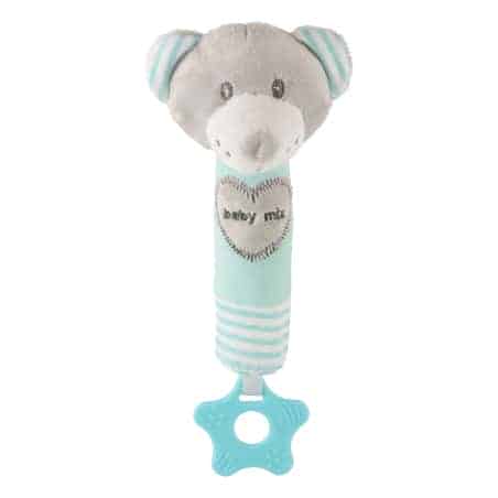 Dětská pískací plyšová hračka s kousátkem Baby Mix medvěd mátový